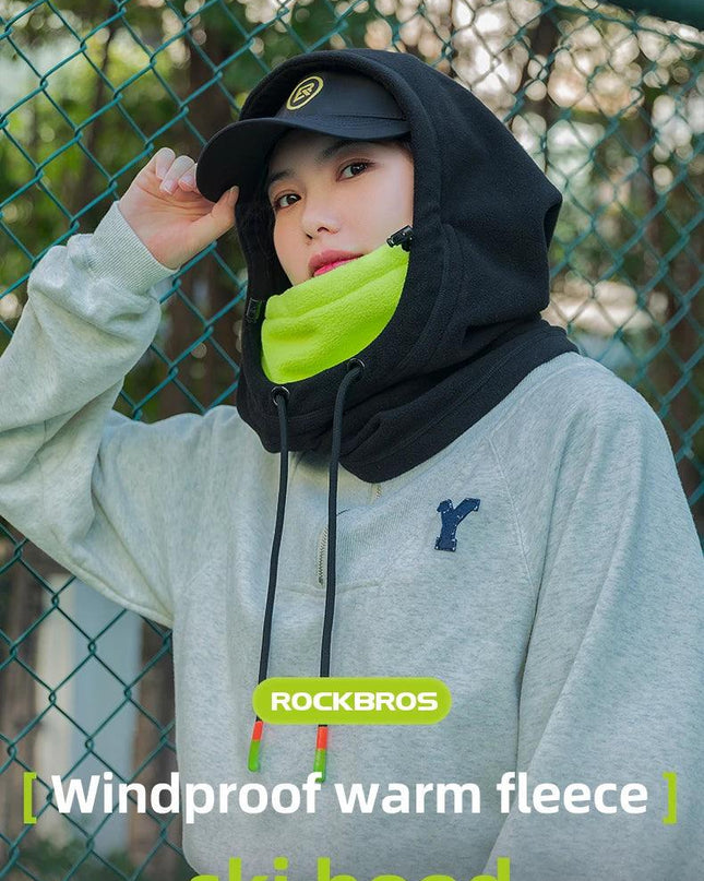 ROCKBROS Warm Cap Winter Windproof Hat Thermal Polar Fleece Balaclava Hat Outdoor Hand Cap Cold Padded Hood Neck