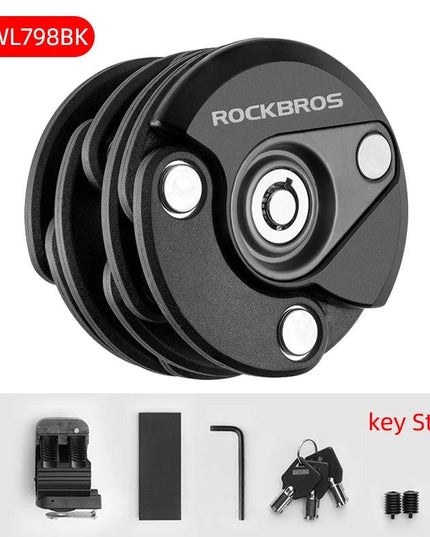 ROCKBROS Bike Lock With Keys Bicycle Lock High-Security Anti-Theft Portable Cycling Chain Lock With Mount Bracket Accessories