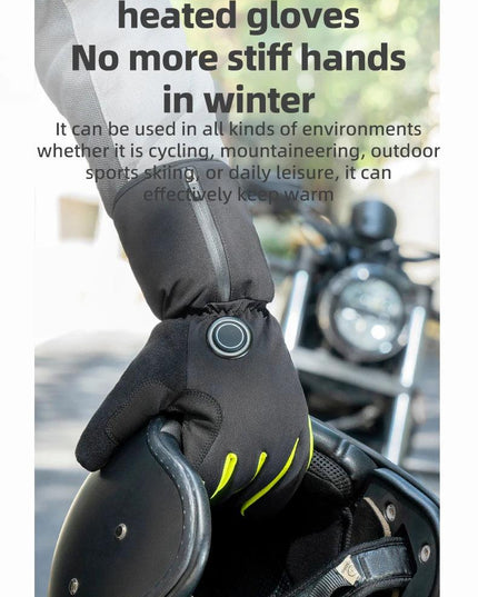 ROCKBROS Warm Heating Gloves Cycling Electric Heating Gloves Intelligent Sensing Winter Thermal Ski Long Glove Type-C charging