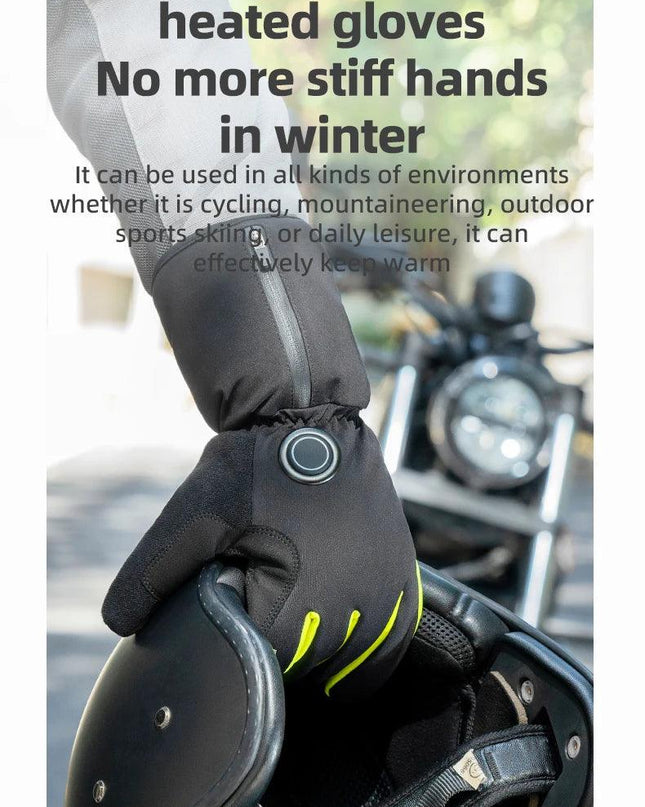 ROCKBROS Warm Heating Gloves Cycling Electric Heating Gloves Intelligent Sensing Winter Thermal Ski Long Glove Type-C charging