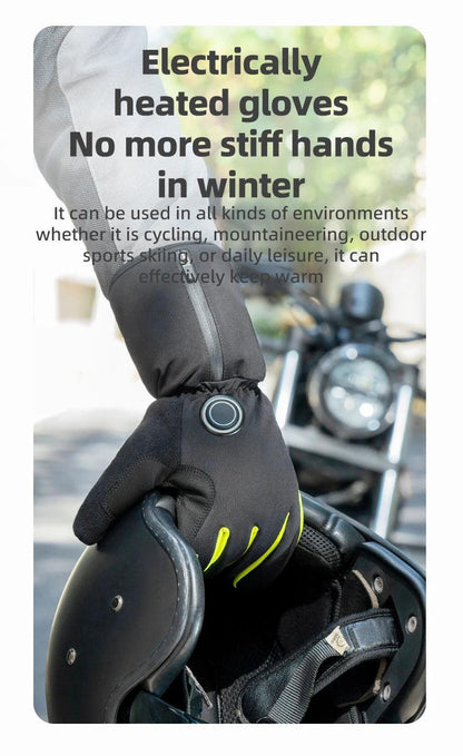 ROCKBROS Warm Heating Gloves Cycling Electric Heating Gloves Intelligent Sensing Winter Thermal Ski Long Glove Type-C charging