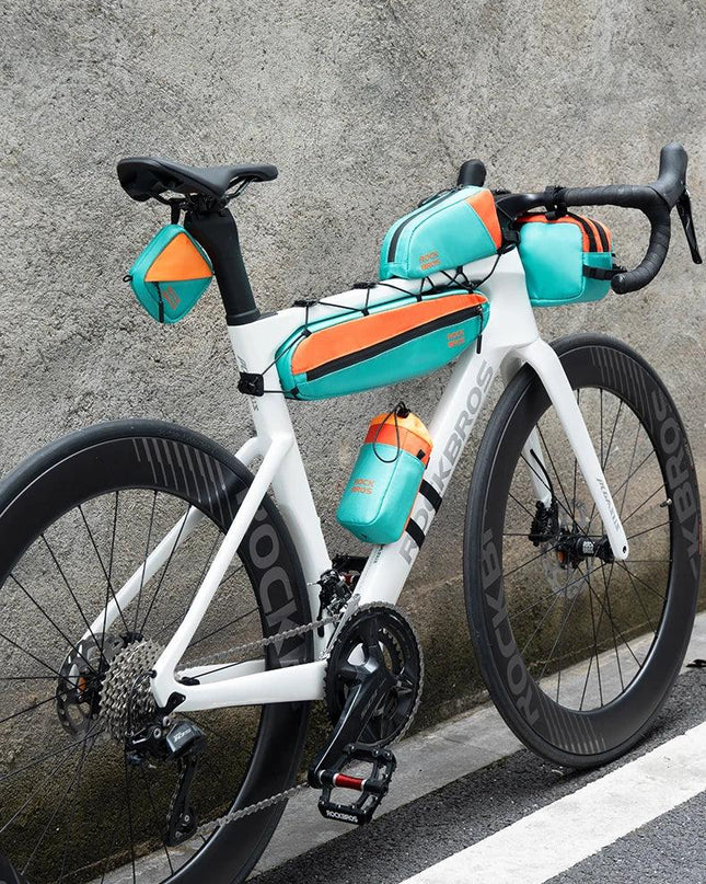 ROCKBROS Bicycle Bag Set Waterproof Combo Bag Front Bag Triangle Tube Bag Polyester Portable Bottle Bag Long-Distance Travel Bag