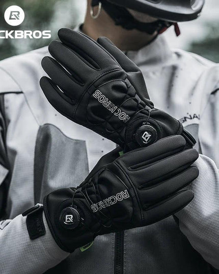 ROCKBROS Warm Bicycle Gloves Outdoor Touch Screen Winter Gloves Windproof Motorcycle Scooter Ski Anti-slip Thermal Bike Glove