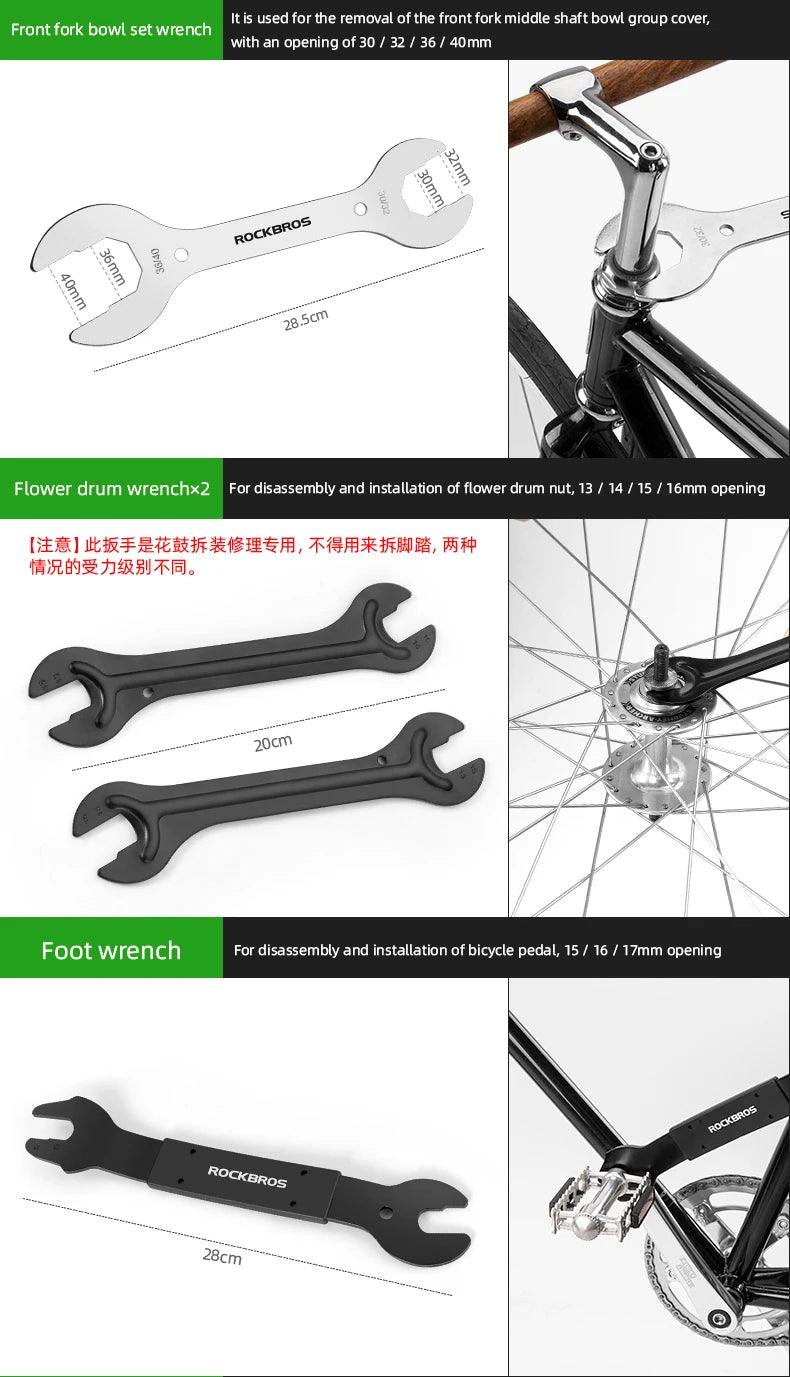 ROCKBROS Bicycle Tools Sets Box Cycling Tools Professional Bike Multifunction Bicycle Repair Tools Key Set Cycling Tools