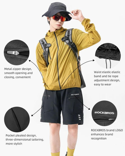 ROCKBROS Running Shorts Unisex Casual Shorts Fashion With Separable Underwear Shorts  Lightweight Outdoor Fishing Short Pants