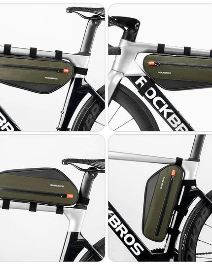 ROCKBROS Bicycle Frame Tube Bag Reflective 1.7L Bike Top Bottom Tube Bag Frame Bag Large Capacity MTB Cycling Pannier Portable