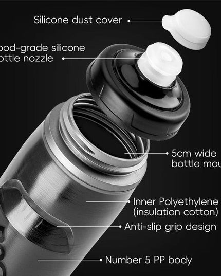 ROCKBROS Cycling Water Bottle Cold Water Insulated Thermal Silicone Bottle Fitness Outdoor Bicycle Portable 620ml Water Kettle
