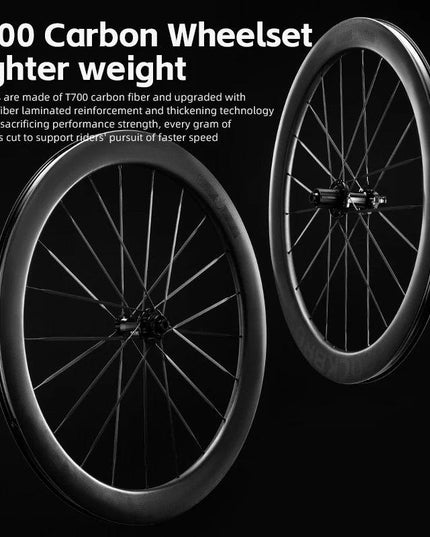 ROCKBROS Carbon Bicycle Wheelset 38mm 55mm Wheel Tubeless Clincher Tires Cycling Wheel Set Road Bike Steel Ball/Ceramic Peilin