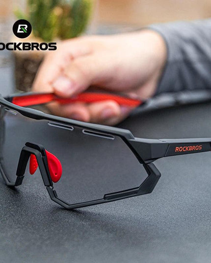 ROCKBROS Polarized Cycling Glasses Photochromic Glasses Men Sports Polarized Sunglasses Bicycle Riding Goggles Eyewear 2 Lens