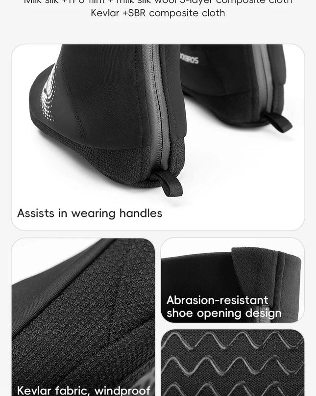 ROCKBROS Winter Cycling Shoe Covers Warm Thermal  Shoes Covers Windproof MTB Road Bike Racing Shoe Covers With YKK Zipper