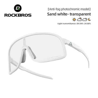 ROCKBROS Photochromic Glasses  HD Large-frame Lens Outdoor Riding Sunglasses UV400 Eyewear Sports Eye Protection Cycling Goggles