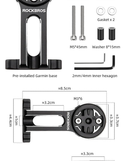 ROCKBROS Bike Bracket Front Light Lamp Holder Aluminum Alloy Extension Holder for Bicycle Computer Wahoo Bryton Garmin Bracket