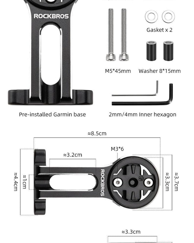 ROCKBROS Bike Bracket Front Light Lamp Holder Aluminum Alloy Extension Holder for Bicycle Computer Wahoo Bryton Garmin Bracket