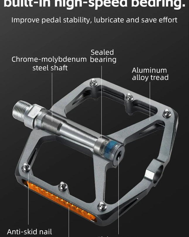 ROCKBROS Bicycle Pedals Save Effort Aluminum Alloy Anti-slip MTB Road Mountain Reflective Bearing Cycling Pedals Bike Accessory