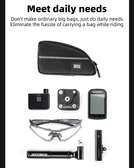 ROCKBROS Bicycle Bag Ultralight Top Front Tube Frame Triangle Bag for Brompton Bike 0.8L Lengthened Design Bike Bag Accessories