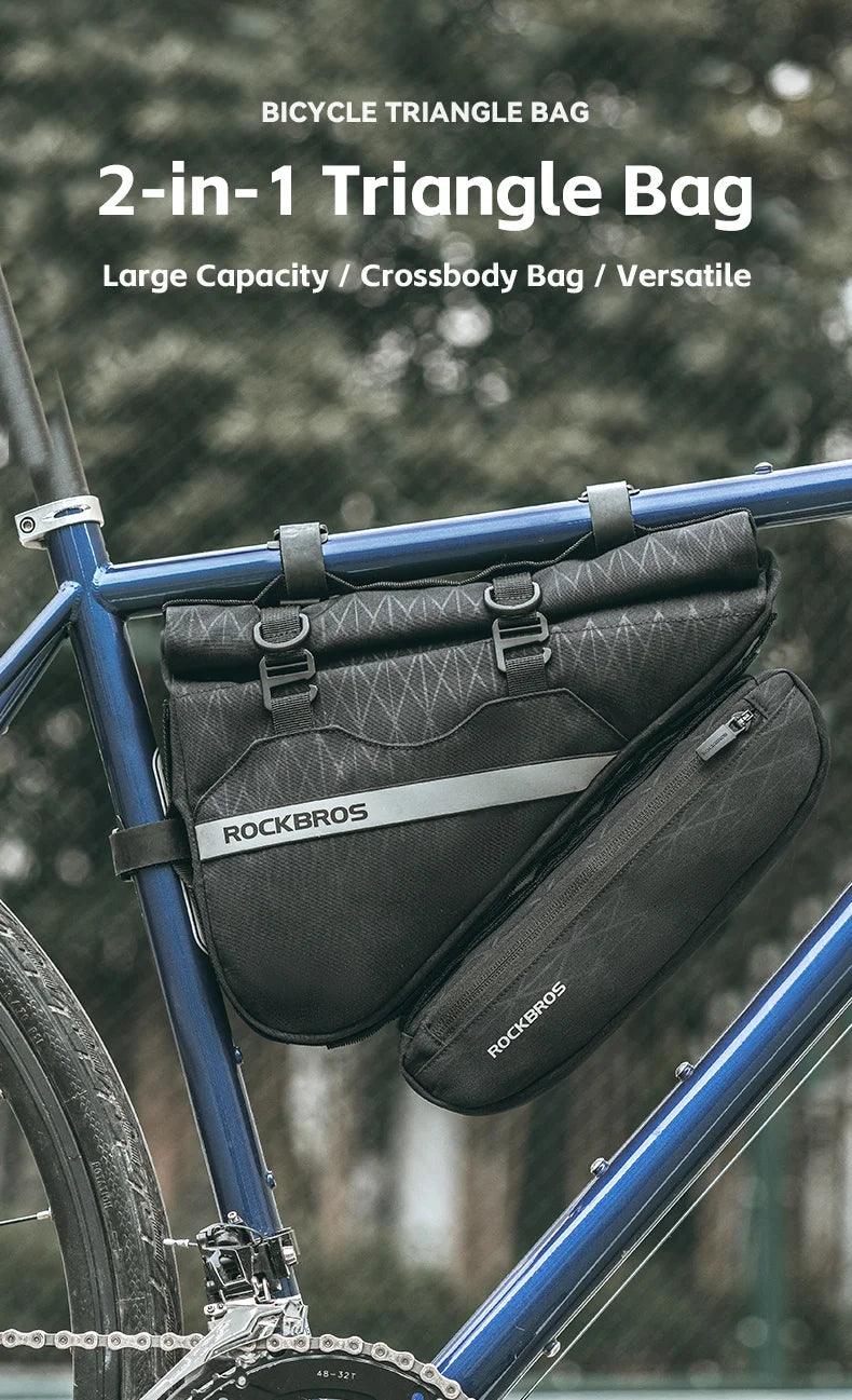 ROCKBROS Combination Bike Bag Triangle Bag Front Tube Bag Large Capacity MTB Road Frame Bag Reflective Bicycle Accessories