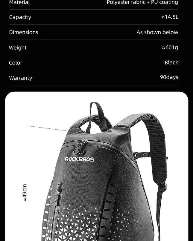 ROCKBROS Backpack High-Capacity Full Helmet Bag  Travel Luggage Bag 14.5L Breathable Reflective Motorcycle Rider Bags Accessory