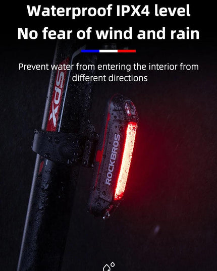 ROCKBROS Bicycle Light Waterproof Bike Taillight LED USB Rechargable Safety Back Light Riding Warning Saddle Bike Rear Light