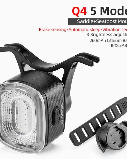 ROCKBROS Bicycle Rear Light Smart Auto Brake Sensing USB Bike Light IPX6 LED Taillight MTB Road Rechargeable Cycling Accessories
