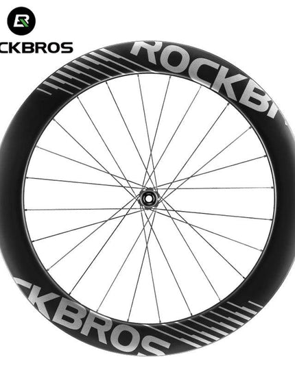 ROCKBROS Carbon Wheels 700c Road Bike Wheelset Tubeless Clincher Tires Rim Center Lock Or 6-bolt Back Road Cycling Wheelset
