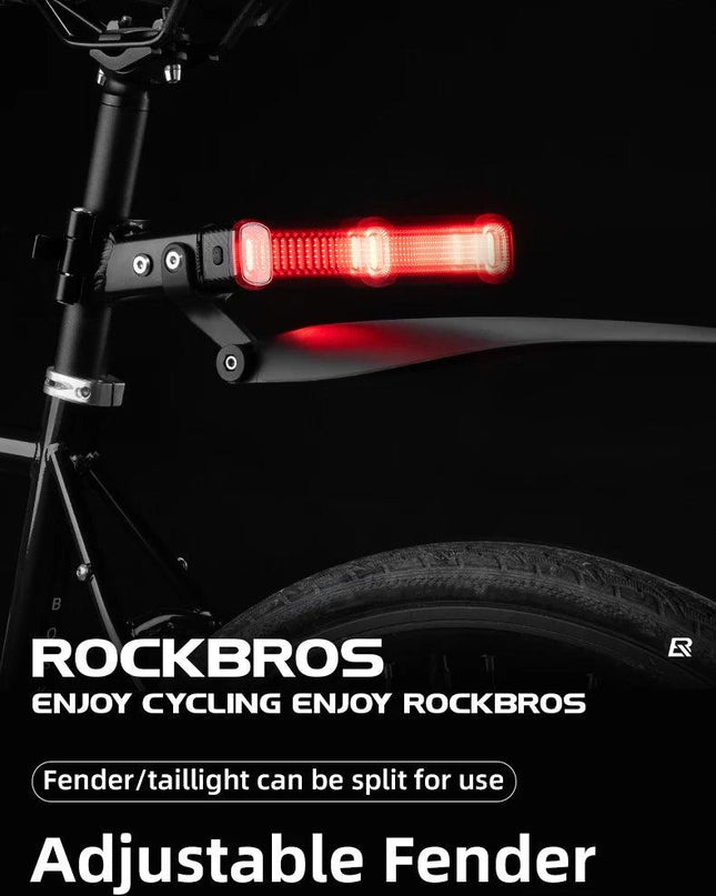 ROCKBROS Bicycle Mudguard With Taillight Quick Release Road Bike Mudguard PP Aluminum Alloy  Support Fender Adjustable Parts