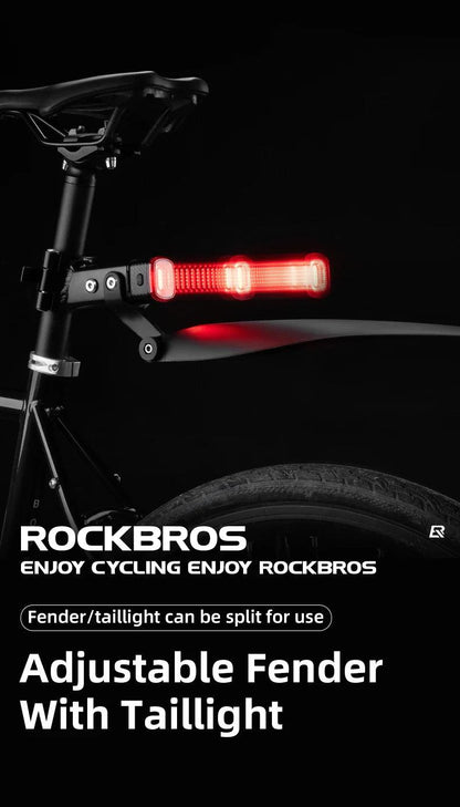 ROCKBROS Bicycle Mudguard With Taillight Quick Release Road Bike Mudguard PP Aluminum Alloy  Support Fender Adjustable Parts