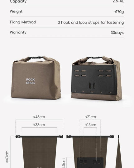 ROCKBROS Bicycle Front Bag Waterproof Handlebar Bag 2.5-4L Capacity Nylon Portable Bag for Folding Bike MTB Cycling Accessories