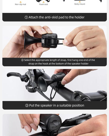 ROCKBROS Bike Bell Electronic Loud Horn ABS 120db Safety Electric Bell IPX4 Speaker Alarm Ring Bicycle Handlebar Warning Bell