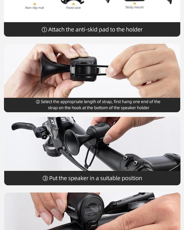 ROCKBROS Bike Bell Electronic Loud Horn ABS 120db Safety Electric Bell IPX4 Speaker Alarm Ring Bicycle Handlebar Warning Bell