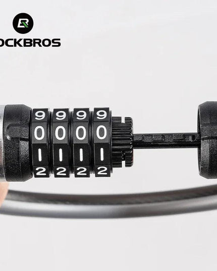 ROCKBROS Portable Bicycle Steel Cable Lock 4-Digit Password PVC Waterproof Dustproof Bike Lock Safety Lock MTB Road Accessories