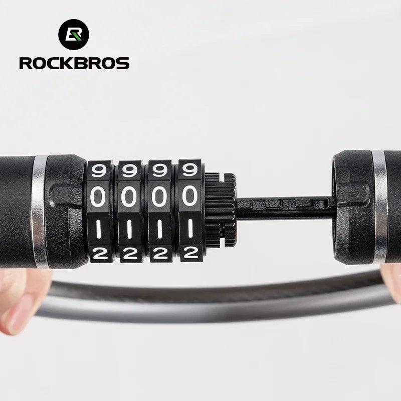 ROCKBROS Portable Bicycle Steel Cable Lock 4-Digit Password PVC Waterproof Dustproof Bike Lock Safety Lock MTB Road Accessories