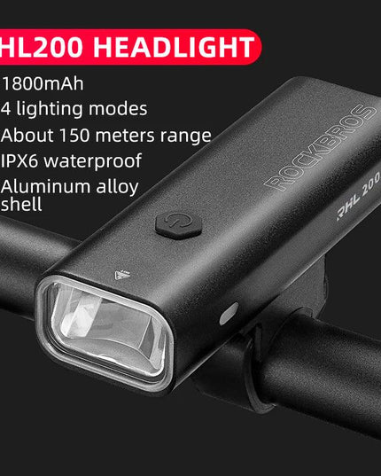 ROCKBROS Bike Light Type-C Charging Front Lamp Headlight Ultralight Flashlight Bicycle Light 200/400/600/800/1000/1500/3000LM