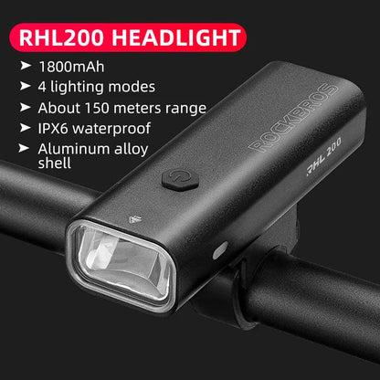 ROCKBROS Bike Light Type-C Charging Front Lamp Headlight Ultralight Flashlight Bicycle Light 200/400/600/800/1000/1500/3000LM