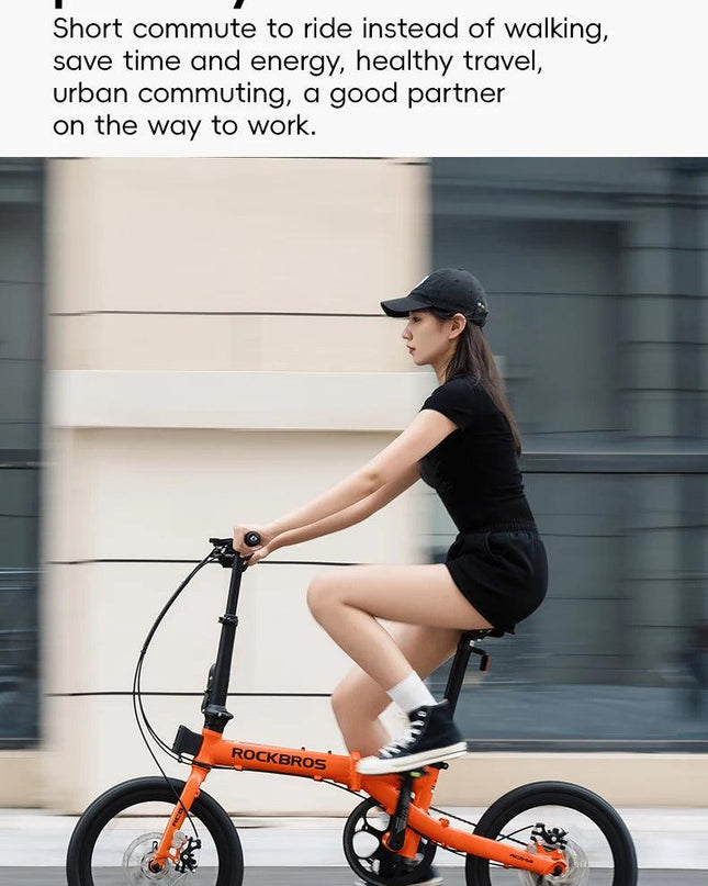 ROCKBROS Bike 16 inch with SRAM X4/X5-speed Aluminium Alloy Frame Adult Folding Bike Adjustable 9-Speed 11-32T Cassette Bike