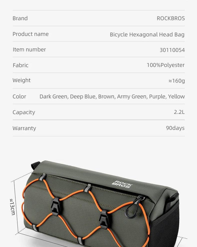 ROCKBROS Bicycle Handlebar Bag 2.2L Multifunctional Mtb Road Cycling Bike Bag Adjustable Shoulder Bag 3D Design Bicycle Packet