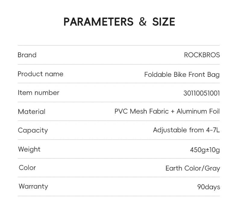 ROCKBROS Foldable Bag Insulated Bike Handlebar Bag Multi Functional 4-7L High Large Capacity Front Bag for Folding Bike