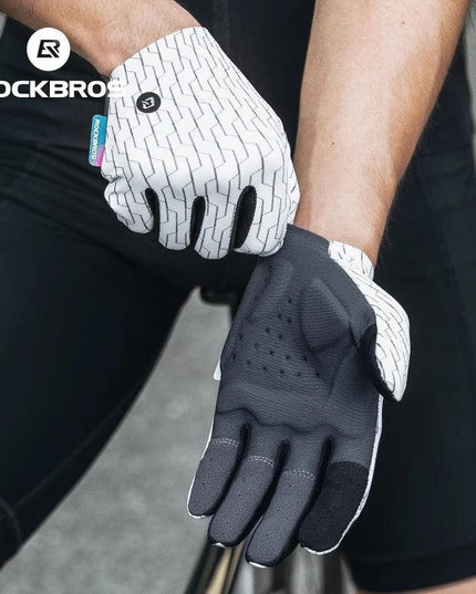 ROCKBROS Cycling Gloves Sunscreen Breathable MTB Road Bike Gloves Shock Absorption Non-slip Gloves Outdoor Thickened Palm Pad