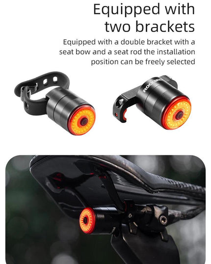 ROCKBROS Bicycle Smart Auto Brake Sensing Light IPx6 Waterproof Type-C Charging Taillight Bike Rear Light Accessories Q5 Mini