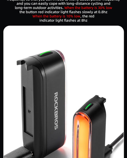 ROCKBROS Magnetic Bike Tail Light Type-C 7 modes Rechargeable LED Bicycle Rear Light for Night Riding Intelligent Brake Sensor