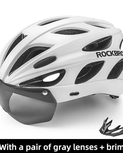 ROCKBROS Bicycle Helmet Men EPS Integrally-molded Breathable Cycling Helmet Men Women Goggles Lens Aero MTB Road Bike Helmet