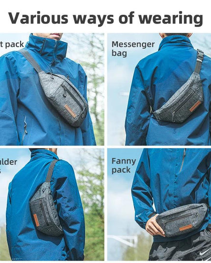 ROCKBROS Cycling Waist Bag 1.5L Multi Compartment Anti-scratch Storage Telephone Chest Bag Headphone Hole Design Bike Accessory