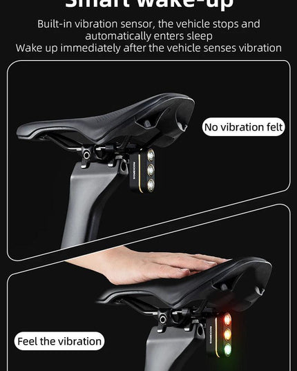 ROCKBROS Bike Tail Light Auto Start/Stop Brake Sensing Bicycle Tail light Type-C Rechargeable Wireless Warning Tail light