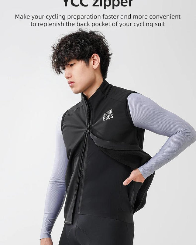 ROCKBROS Winter Cycling Vest Lightweight Windproof Fleece Warm Vest for Men Women Outdoor Sports Thermal Clothing Runring ﻿