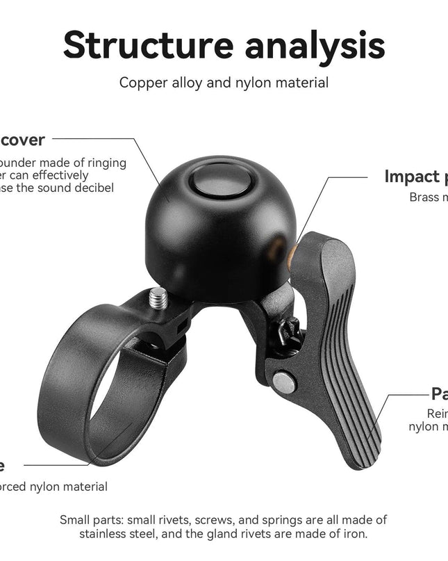 ROCKBROS Bicycle Bell for Road Bike Ring Crisp Sound Warning Alarm Bike Handlebar Copper Alloy Ring Horn Safety Cycling