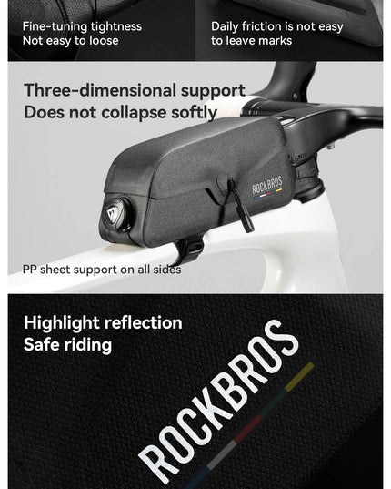 ROCKBROS Waterproof Bicycle Top Tube Bag Lightweight Bike Frame Pack Durable Cycling Storage Bag for Mountain and Road Bikes
