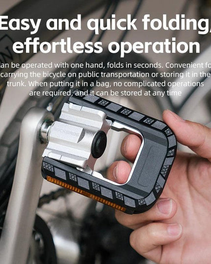 ROCKBROS Bicycle Pedals Foldable MTB Pedal Aluminum Anti-slip Foldable Pedals Cycling Self-lubricating Bearings Reflective Pedal