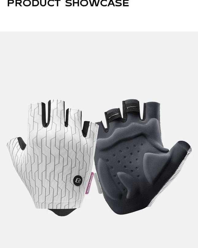 ROCKBROS Cycling Gloves Sunscreen Breathable MTB Road Bike Gloves Shock Absorption Non-slip Gloves Outdoor Thickened Palm Pad