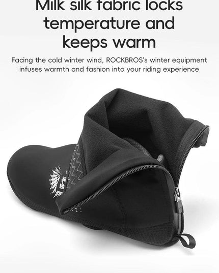 ROCKBROS Winter Cycling Shoe Covers Warm Thermal  Shoes Covers Windproof MTB Road Bike Racing Shoe Covers With YKK Zipper