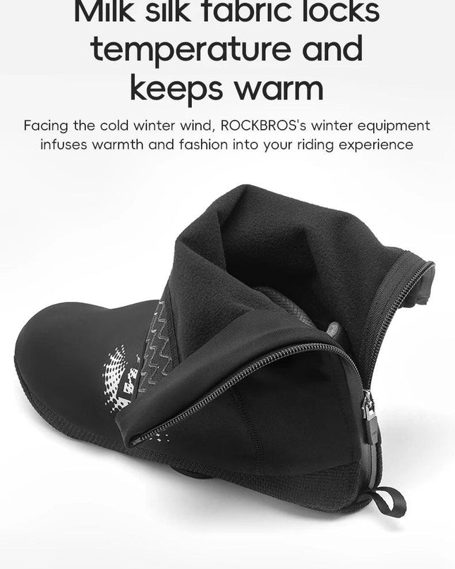 ROCKBROS Winter Cycling Shoe Covers Warm Thermal  Shoes Covers Windproof MTB Road Bike Racing Shoe Covers With YKK Zipper