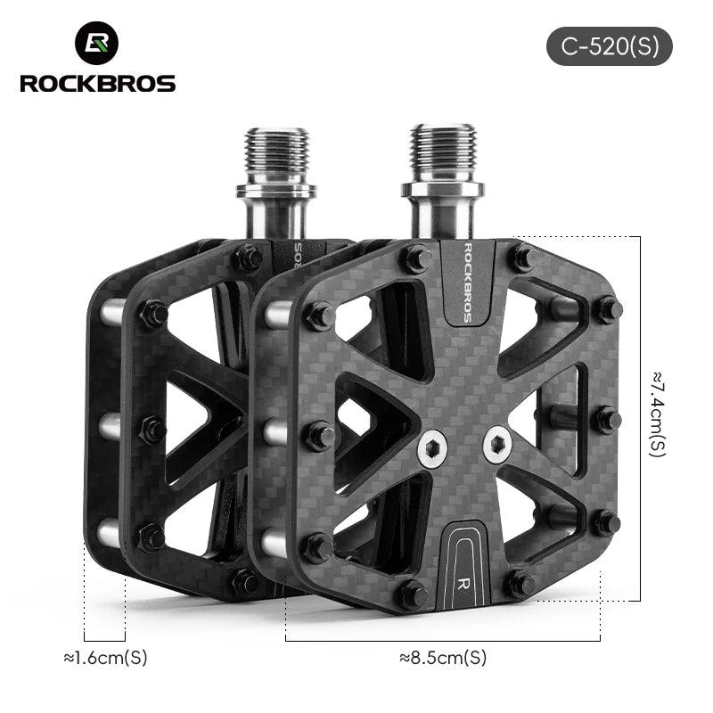 ROCKBROS Ultra-Light Carbon Fiber Pedals 3-Bearing MTB Bicycle Pedals Labor Saving Waterproof Anti-Slip Road Mountain Bike Pedal